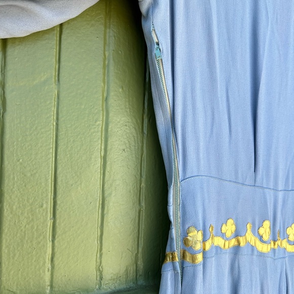 Vintage Blue dress with gold appliqué - Picture 5 of 9